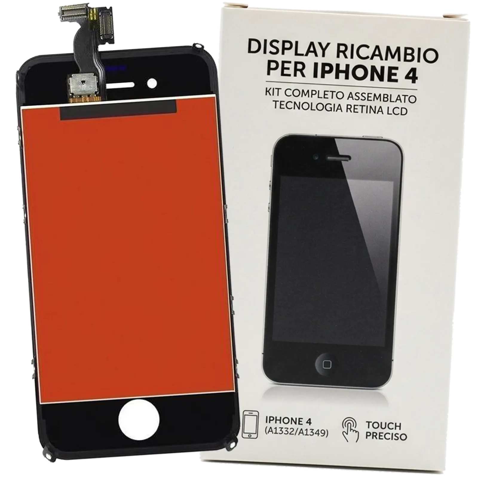 Display LCD Schermo Touch Screen di Ricambio per iPhone 4 (Con Telaio)